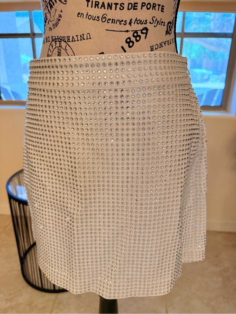 MICHAEL Michael Kors White Rhinestone Mini Skirt